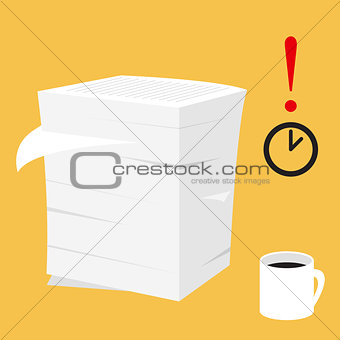 Paperwork illustration. Stack of paper documents