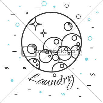 Laundry service logo badge. Soap bubbles icon.
