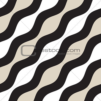 Vector Seamless Geometric Pattern. Monochrome Wavy Lines. Elegant Ripple Stripes