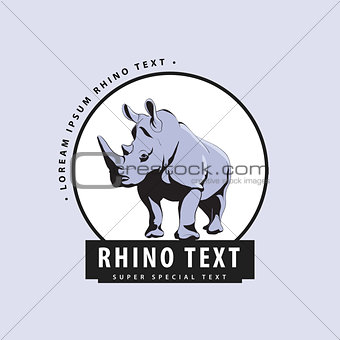 Designer logo with rhinoceros on a blue background