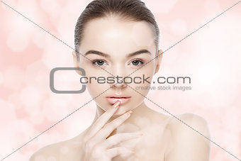 Beautiful woman girl natural makeup spa skin care