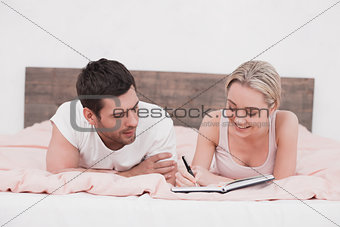 Woman Taking Notes Planner Concept