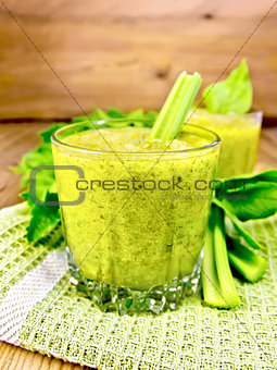 Cocktail with celery and spinach on board