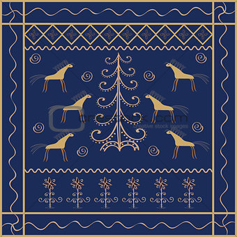Horse Christmas tree ornament ethnic background