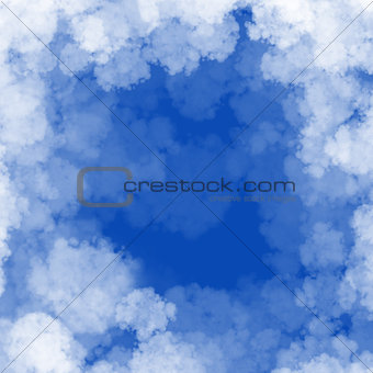 Cloud frame on blue sky background frame with copyspace