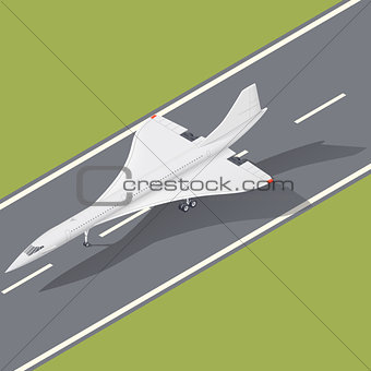 Supersonic passenger airliner isometric icon