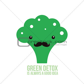 Cute green broccoli Healthy food