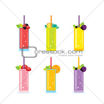 Fresh summer drinks Smoothie and Juice glasses