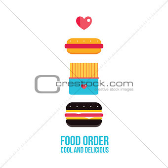 Fast food icons set Hamburger Hot dog French fries