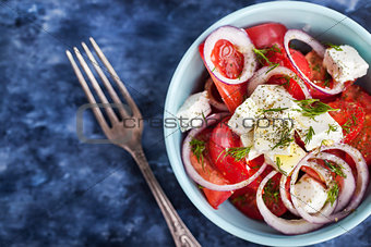 Fresh  tomato, onion and feta salad