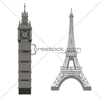 Big Ben and Eiffel Tower