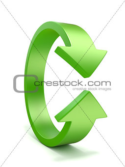 Green, vertical rotation, arrow sign. 3D
