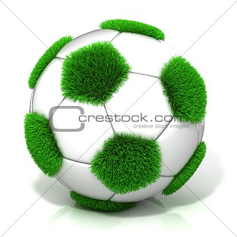 Football ball with grassy field instead black