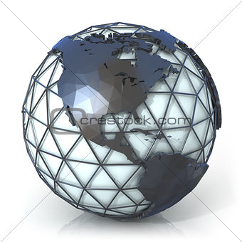 Polygonal style illustration of earth globe, America view
