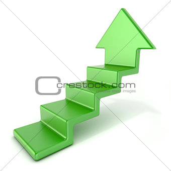 Green up arrow stairs. 3D