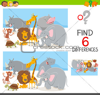find differences game with animals
