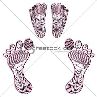 Embossed human footprint