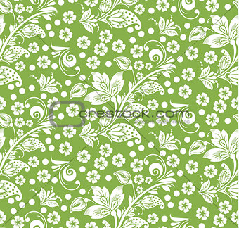 Greenery hohloma style, flower seamless pattern