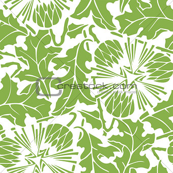 Greenery dandelion seamless pattern background