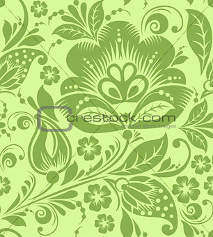 Greenery russian floral seamless pattern texture