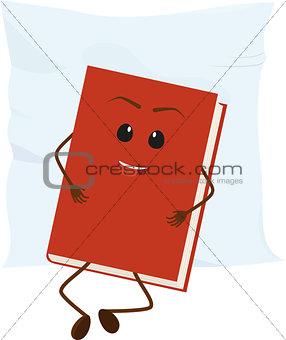 cartoon red book rests on pillow