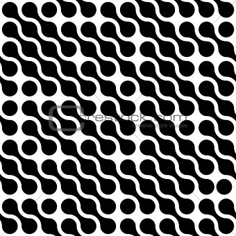 Abstract background of black connected dots in diagonal arrangement on white background. Molecule theme wallpaper. Seamless pattern vector illustration