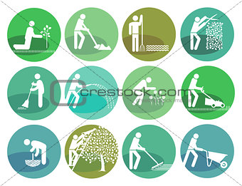 icons set gardening Object illustration
