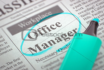 We're Hiring Office Manager. 3d.