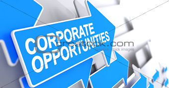 Corporate Opportunities - Inscription on the Blue Cursor. 3D.