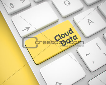 Cloud Data - Message on Yellow Keyboard Key. 3D.