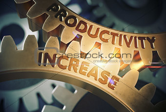 Productivity Increase on the Golden Gears. 3D Illustration.