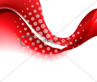 Abstract red color wave design element.