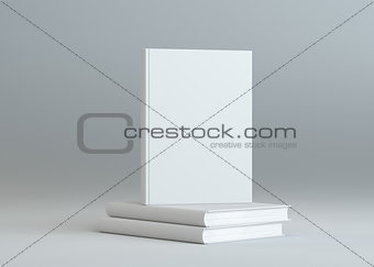 Blank books template on gray background