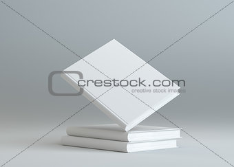 Blank books template on gray background