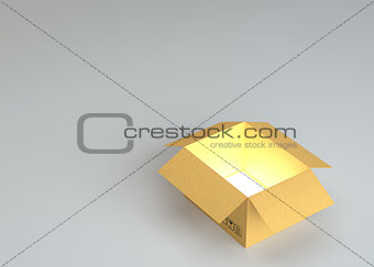 Open cardboard box with glow inside