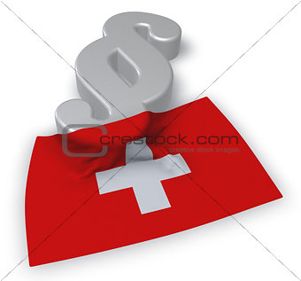 paragraph symbol and flag of switzerland - 3d rendering