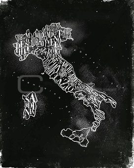 Map Italy vintage chalk