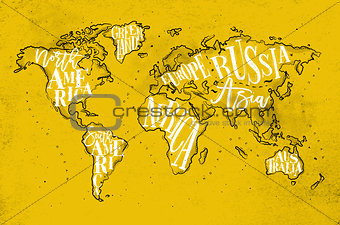 Worldmap vintage yellow