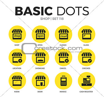 Shop flat icons vector set