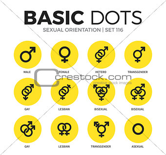 Sexual orientation flat icons vector set