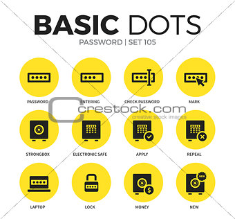 Password flat icons vector set