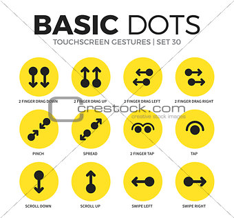 Touchscreen gestures flat icons vector set