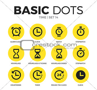 Time flat icons vector set