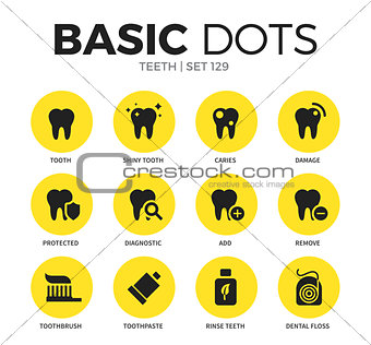 Teeth flat icons vector set