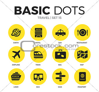 Travel flat icons vector set