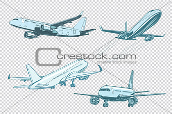 Set of passenger airplanes