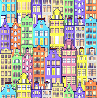 pattern with colorful building