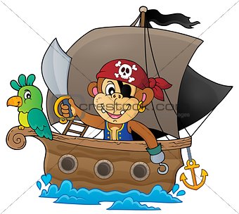 Boat with pirate monkey theme 1