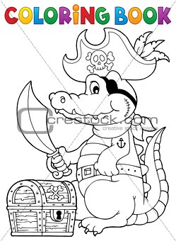 Coloring book pirate crocodile