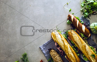 Deli sandwich with vegetables